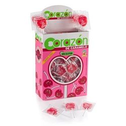 Sucette coeur rouge cerise lot de 5